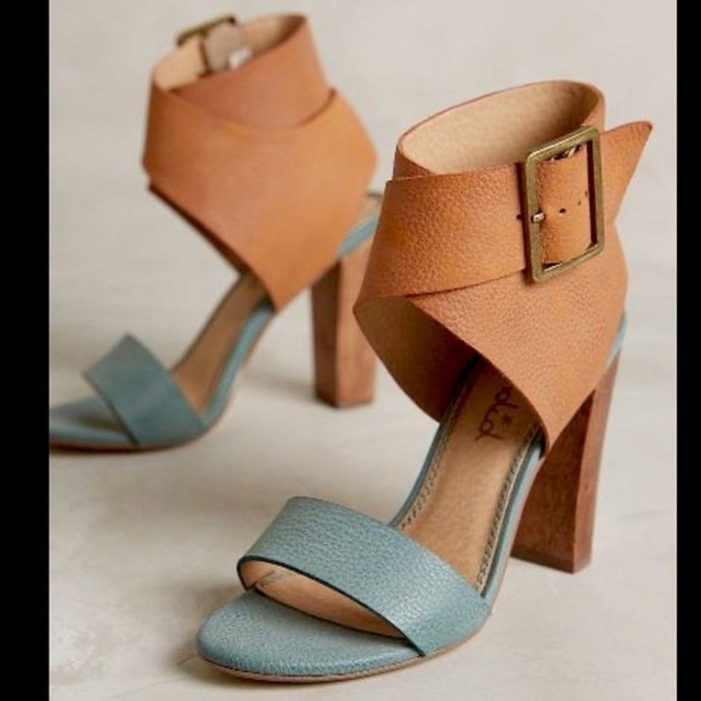 Splendid Jayla Heeled Sandals Wrap Around Leather Strap Colorblocked 10